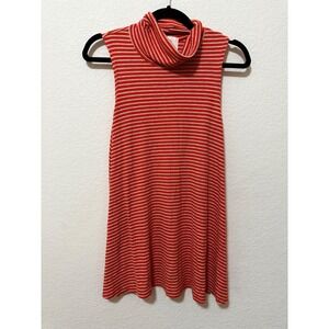 Puella USA Striped Sleeveless‎ Ribbed Knit Funnel Neck Tank Dress